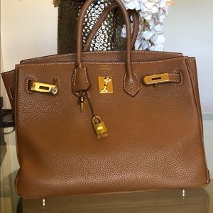 Brown leather Purse Designer Inspired By Birkin
